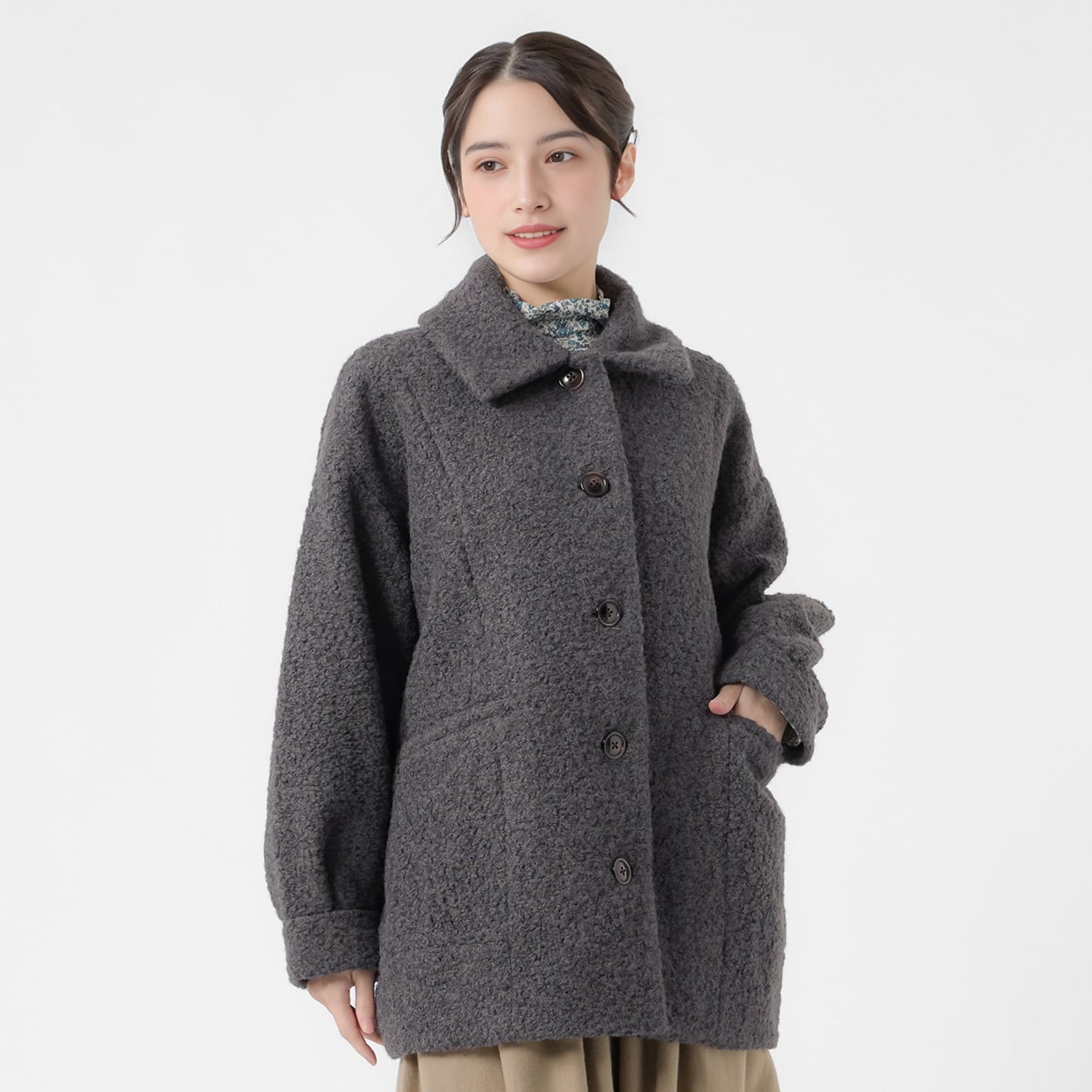 コクーンボアコート レディス SELF+SERVICE(セルフ＋サービス) SP26AW-SEL-04(チャコ－ルグレ－-XL)