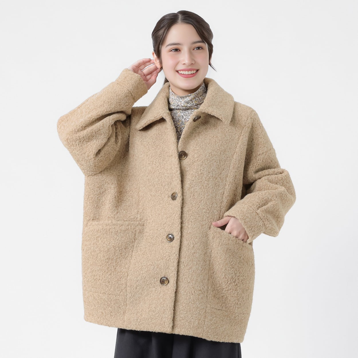 コクーンボアコート レディス SELF+SERVICE(セルフ＋サービス) SP26AW-SEL-04(ウスチャ-L)