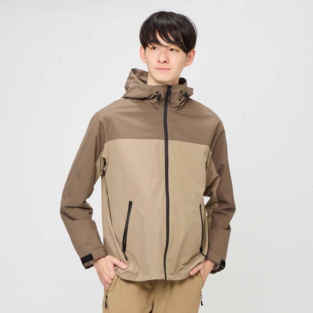 マウンテンコート 撥水 ストレッチ 防汚 防風 防花粉 UVカット 耐水圧10,000mm フロント止水ファスナー使用 メンズ(ウスチャ-XL)