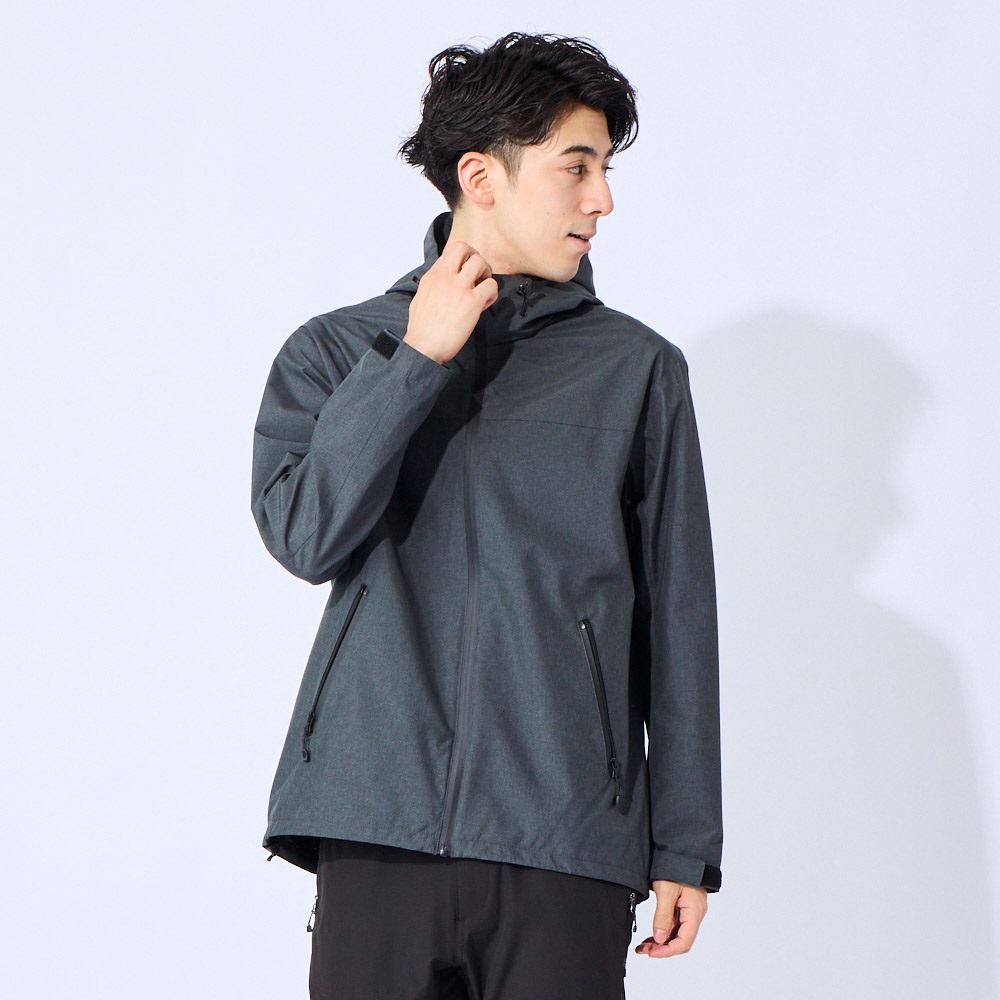 マウンテンコート 撥水 ストレッチ 防汚 防風 防花粉 UVカット 耐水圧10,000mm フロント止水ファスナー使用 メンズ(チャコ－ルグレ－-XL)