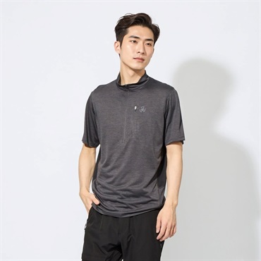 ハーフZIP半袖Tシャツ 吸水速乾 制菌 RILLFOX  メンズ(チャコ－ルグレ－-L)