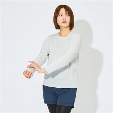 クルーネック長袖Tシャツ 吸水速乾 制菌 RILLFOX レディス(ウスクロ-L)