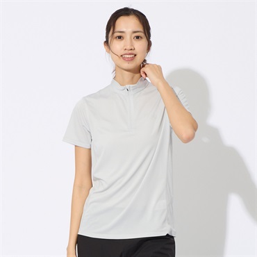 ハーフZIP半袖Tシャツ 吸水速乾 制菌 RILLFOX レディス(ウスクロ-M)