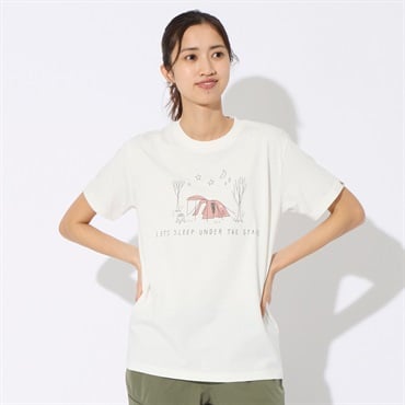 LOGOS PARK(ロゴスパーク) 半袖プリントTシャツ  スパイラルテントプリント USAコットン レディス(シロ-L)