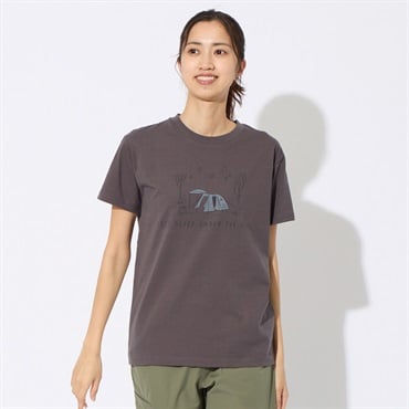 LOGOS PARK(ロゴスパーク) 半袖プリントTシャツ  スパイラルテントプリント USAコットン レディス(チャコ－ルグレ－-XL)