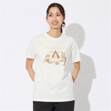 LOGOS PARK(ロゴスパーク) 半袖プリントTシャツ スパイラルキャンププリント  USAコットン レディス(シロ-XL)