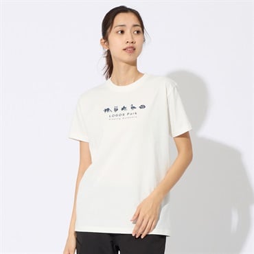 LOGOS PARK(ロゴスパーク) 半袖プリントTシャツ  スパイラルアニマルプリント USAコットン レディス(シロ-XL)
