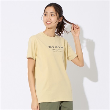 LOGOS PARK(ロゴスパーク) 半袖プリントTシャツ  スパイラルアニマルプリント USAコットン レディス(ウスキイロ-XL)