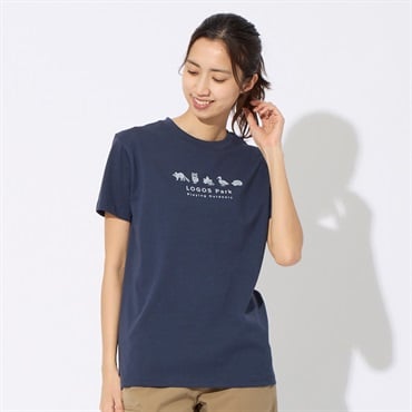 LOGOS PARK(ロゴスパーク) 半袖プリントTシャツ  スパイラルアニマルプリント USAコットン レディス(コイアオ-XL)