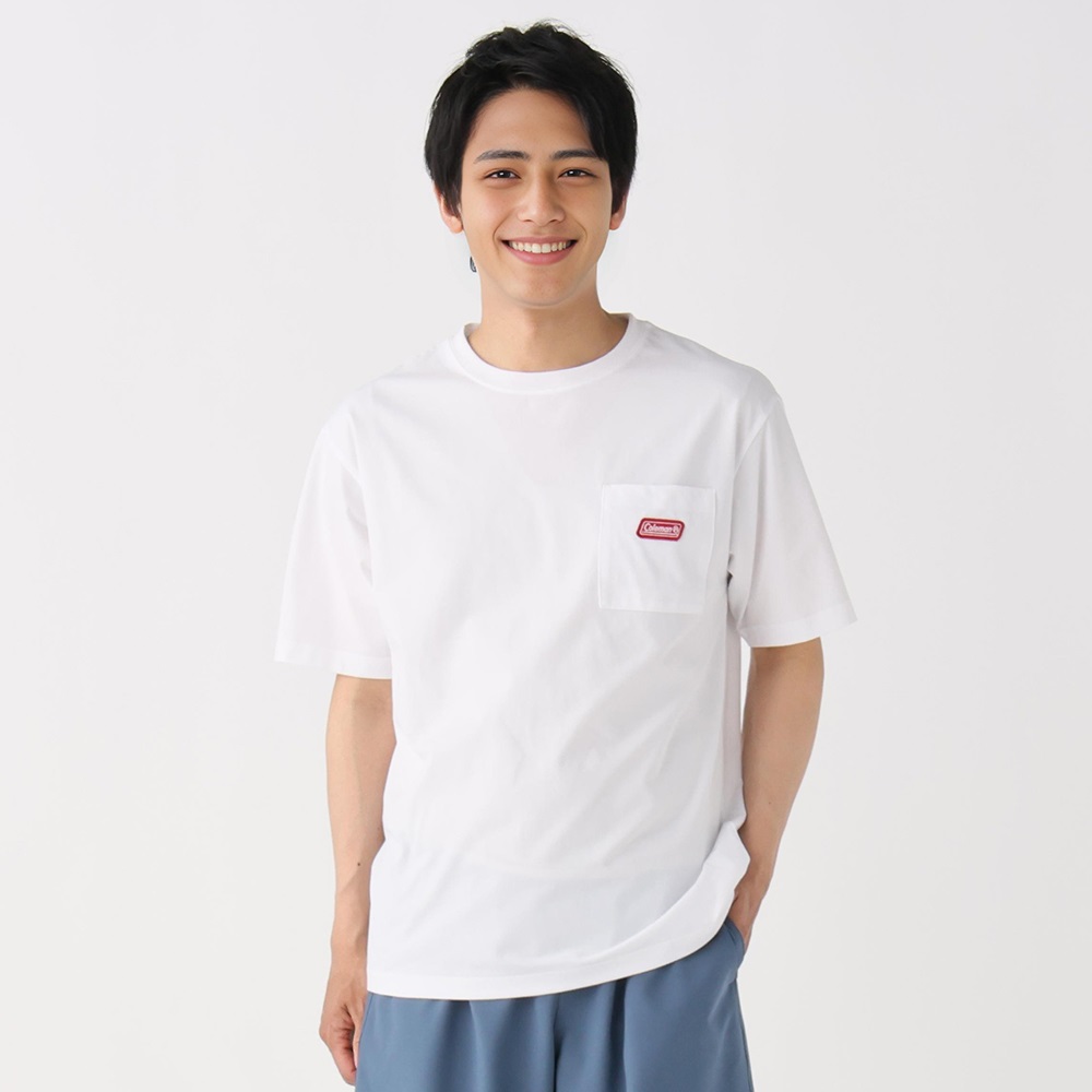 coleman(コールマン) ポケット付きドライ半袖Ｔシャツ 吸水速乾 メンズ(シロ-XL)