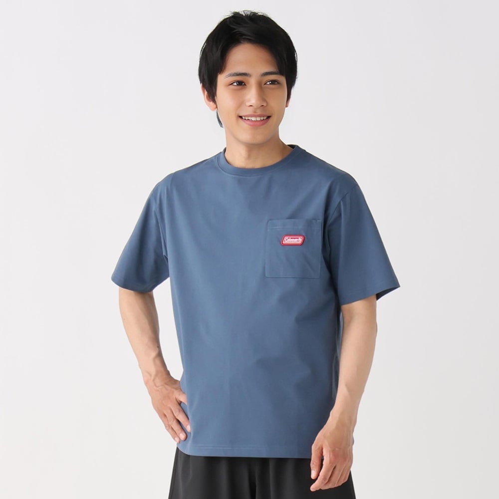 coleman(コールマン) ポケット付きドライ半袖Ｔシャツ 吸水速乾 メンズ(ウスアオ-L)