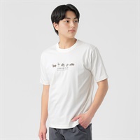 綿タッチプリントTシャツ 吸汗速乾 メンズ(シロ-M)