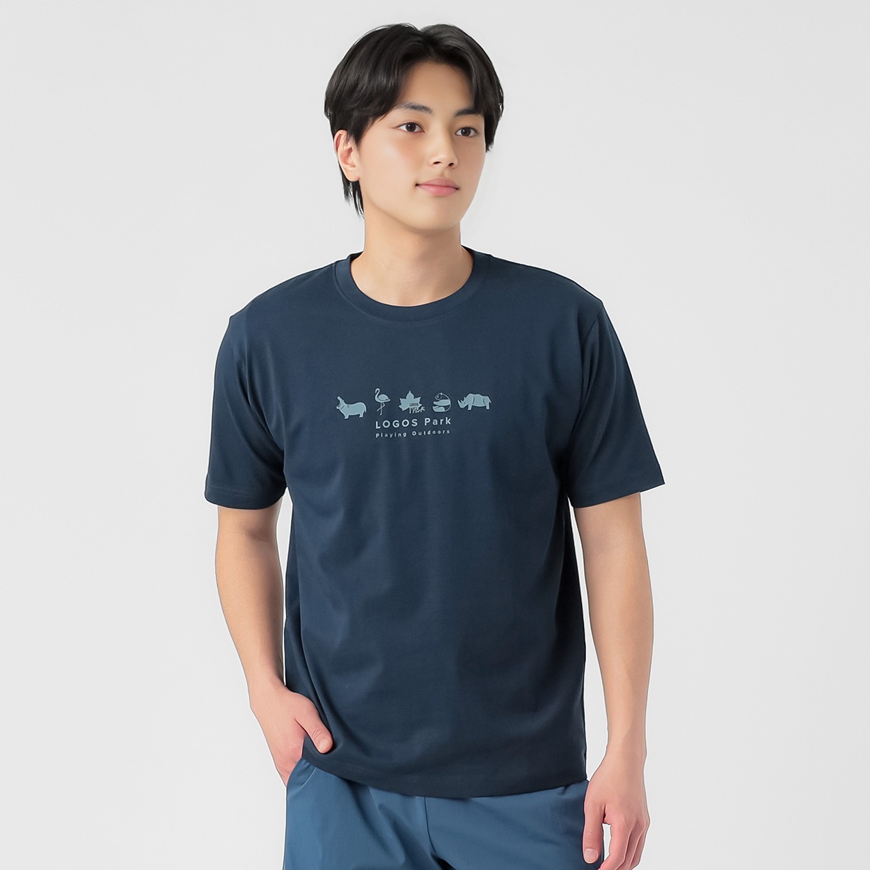 綿タッチプリントTシャツ 吸汗速乾 メンズ(コイアオ-L)