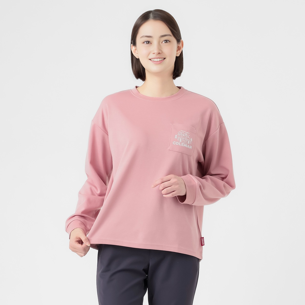 Coleman(コールマン) レディス胸ポケット長袖Tシャツ レディス(ウスアカ-L)