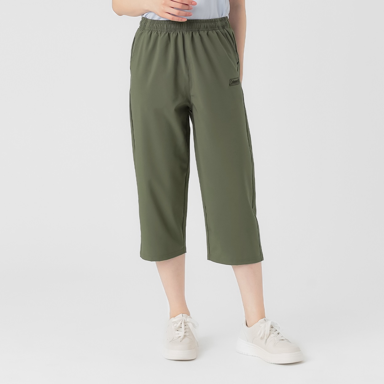 ７分丈パンツ 張りのある布帛生地  レディス(コイミドリ-XL)