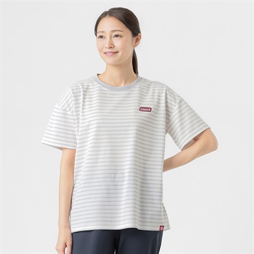 Tシャツ 肌離れがよい裏メッシュ ボーダーデザイン レディス