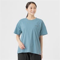 Tシャツ さらりとした生地  ポケット付 レディス(ウスアオ-M)