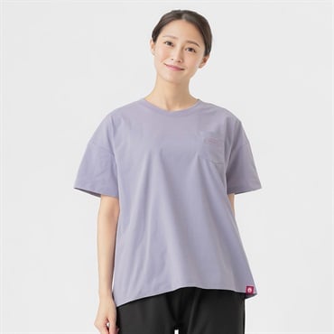 Tシャツ さらりとした生地  ポケット付 レディス(ウスムラサキ-M)