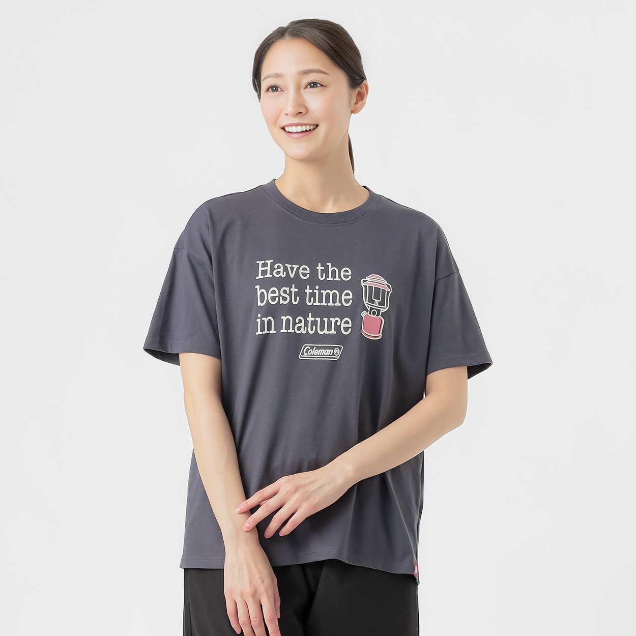 Tシャツ 多色 COLEMANランタンデザイン レディス(チャコ－ルグレ－-L)