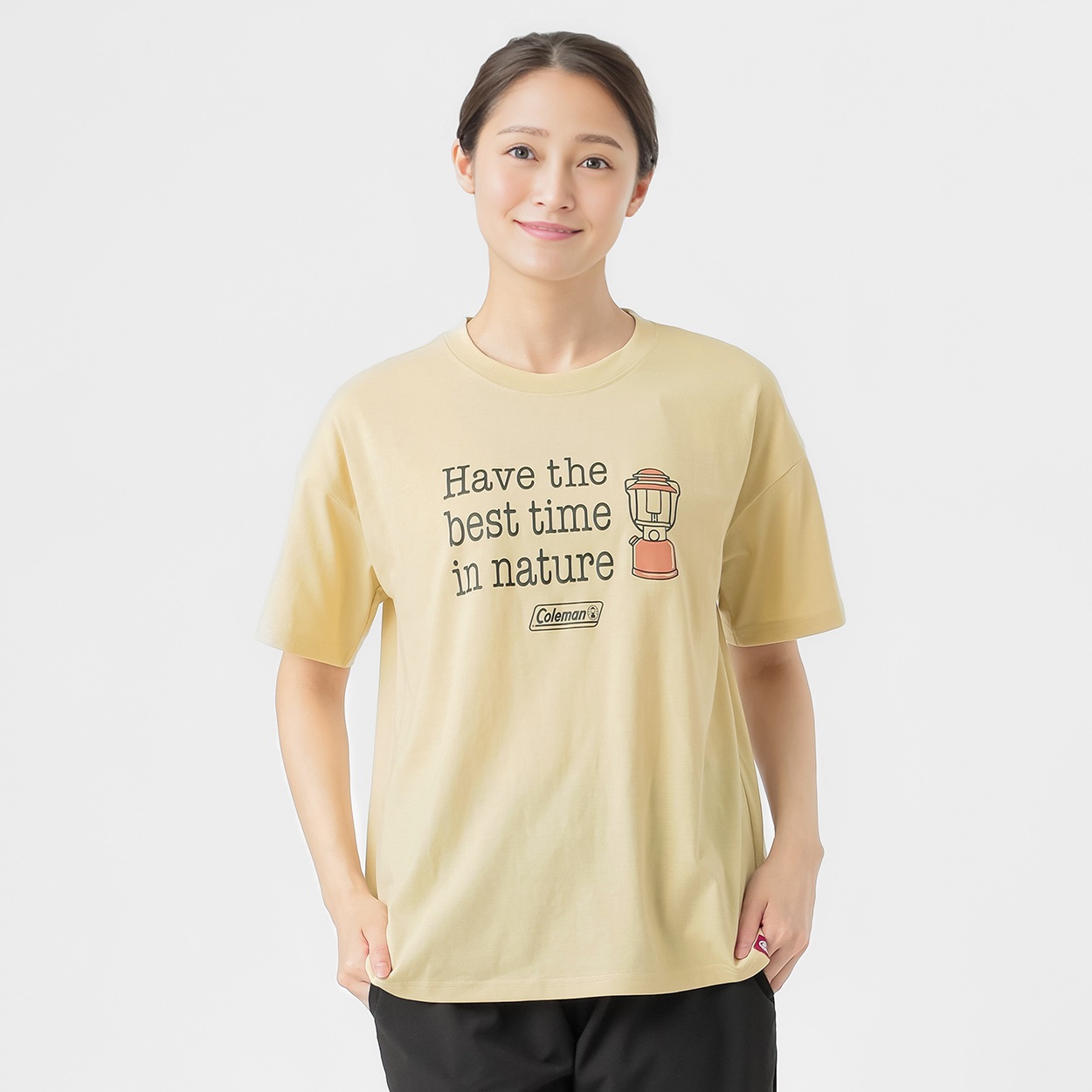 Tシャツ 多色 COLEMANランタンデザイン レディス(ウスキイロ-XL)