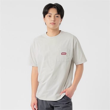 Tシャツ さらりとした生地  ポケット付 メンズ(シロ-M)