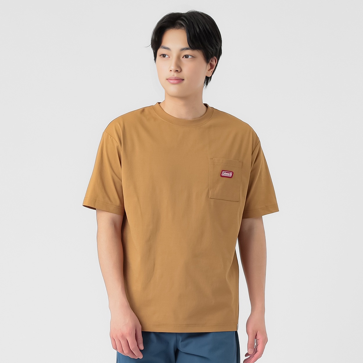 Tシャツ さらりとした生地  ポケット付 メンズ(コイキイロ-M)
