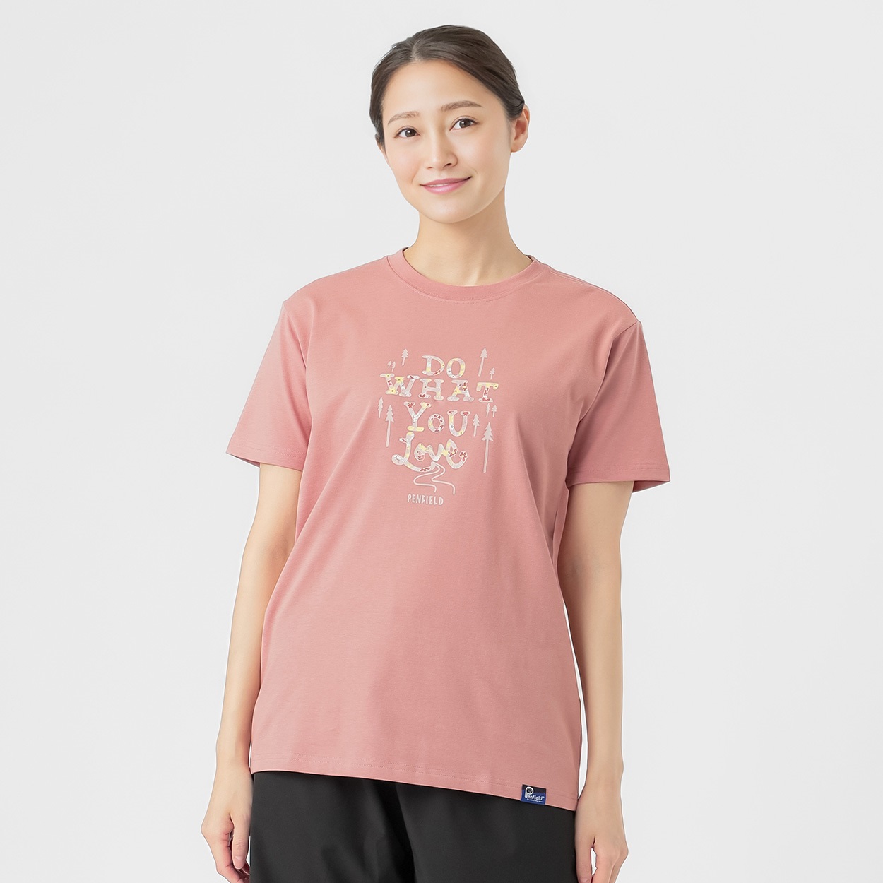 半袖Ｔシャツ グラフィックプリント プレーティング天竺 レディス(ウスアカ-L)