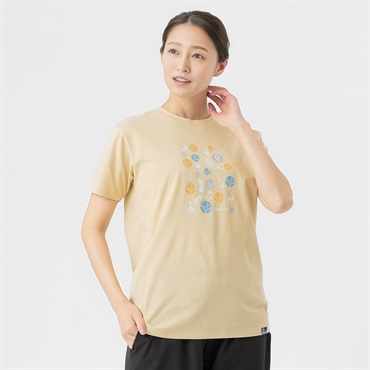 半袖Ｔシャツ グラフィックプリント プレーティング天竺 レディス(ウスキイロ-M)