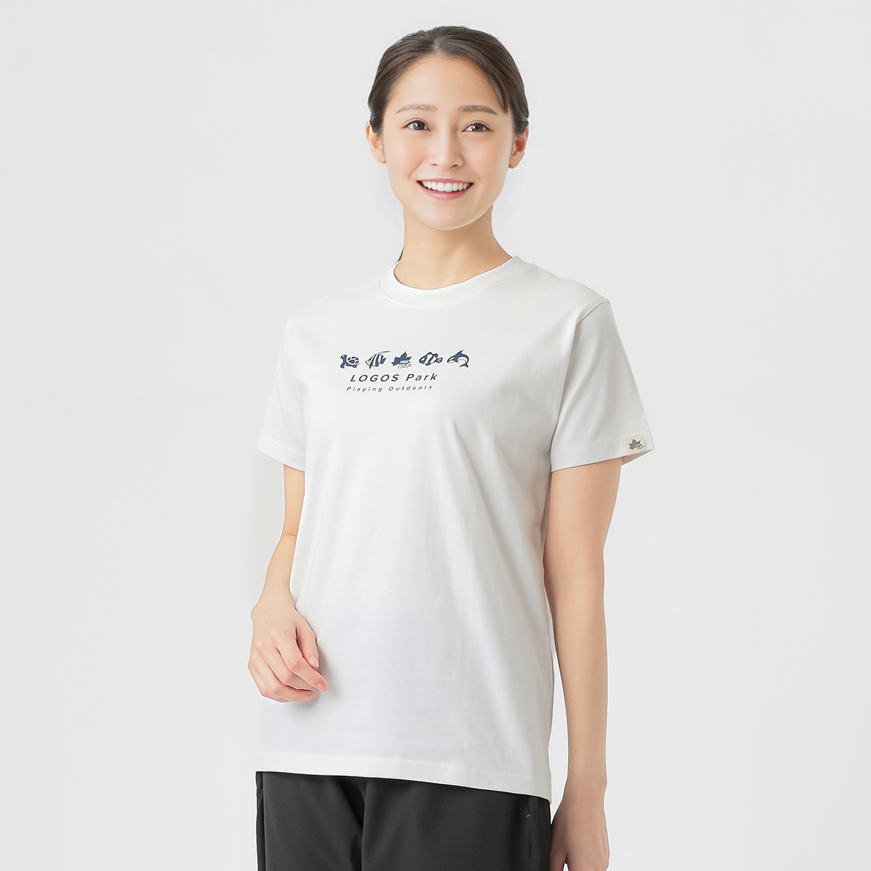 Ｔシャツ アニマルプリント ＬＯＧＯＳ ＰＡＲＫ レディス(シロ-M)