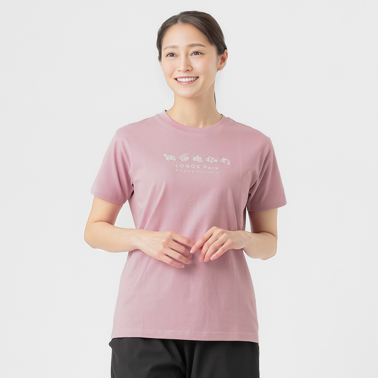 Ｔシャツ アニマルプリント ＬＯＧＯＳ ＰＡＲＫ レディス(ウスアカ-XL)