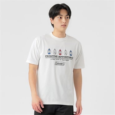 コールマン天竺プリント半袖Tシャツ メンズ(シロ-M)