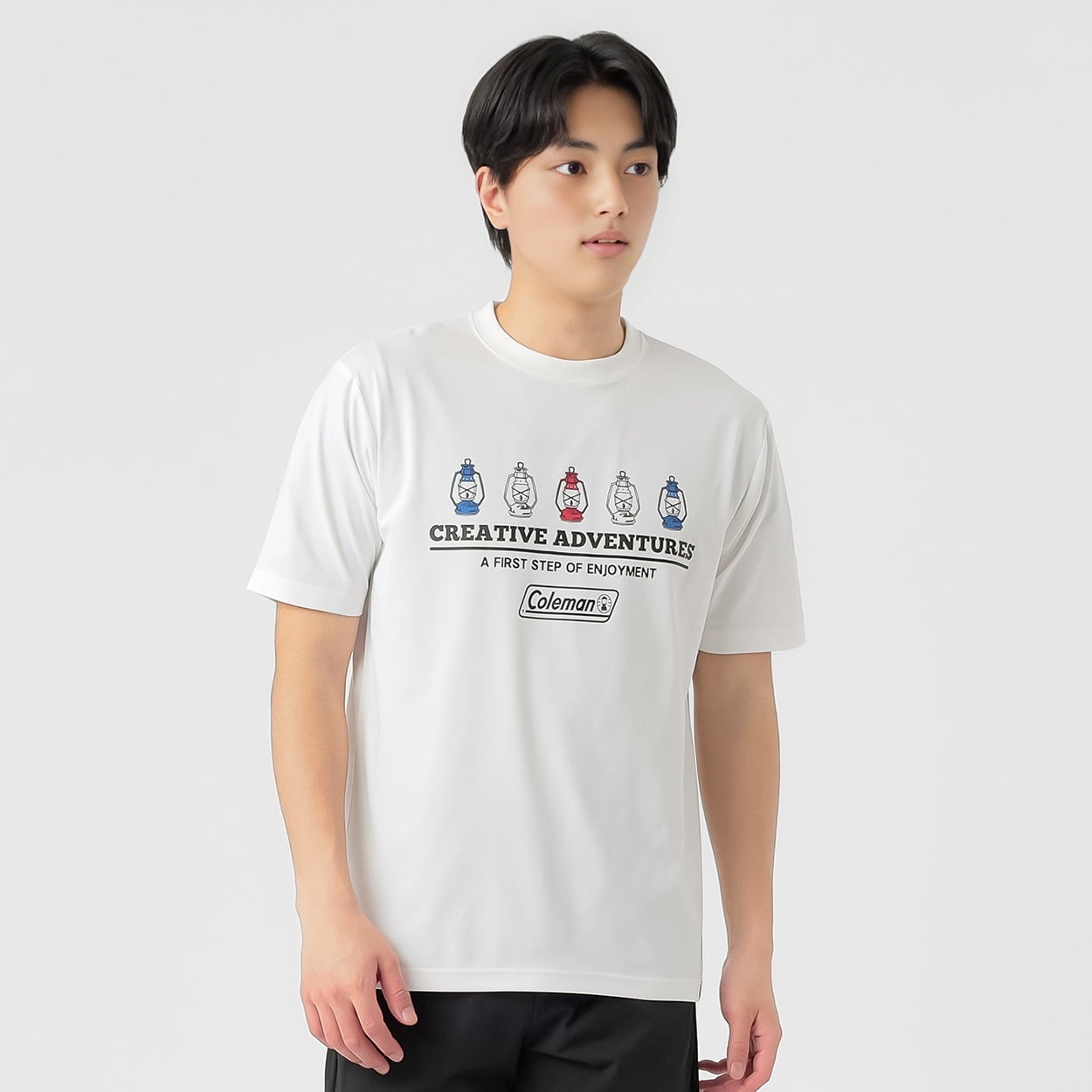 コールマン天竺プリント半袖Tシャツ メンズ(シロ-XL)
