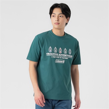 コールマン天竺プリント半袖Tシャツ メンズ(ミドリ-M)