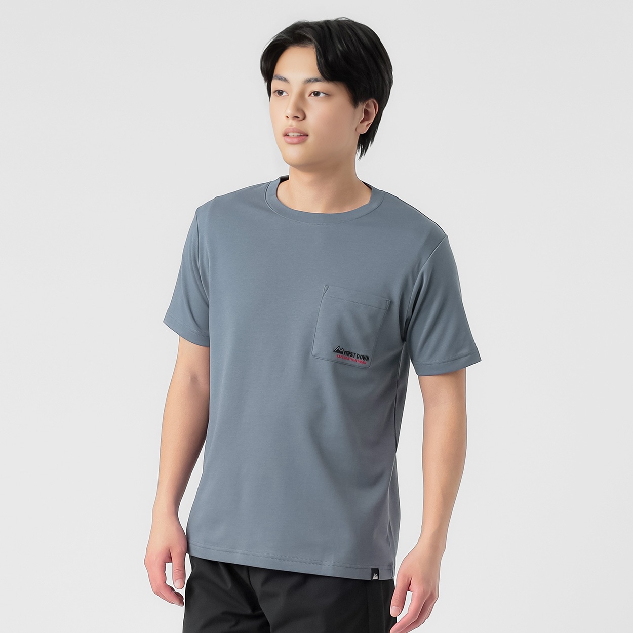 FIRST DOWN EXPLORATION GEAR カットソー アイスコットン胸ポケット刺繡Tシャツ メンズ(コイアオ-L)