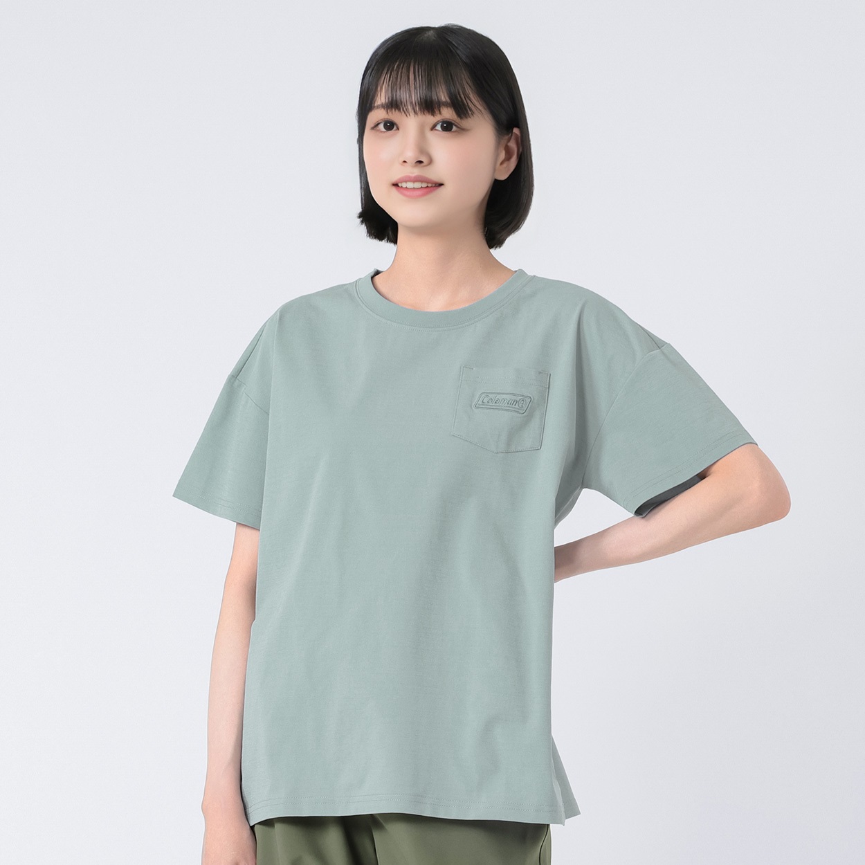 Coleman(コールマン) ワンポイント半袖Ｔシャツ 吸水速乾 レディス(ウスアオ-XL)