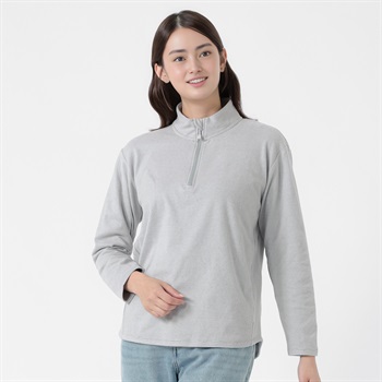 やわらかフリースハーフジップTシャツ ストレッチ レディス(ウスクロ-M)
