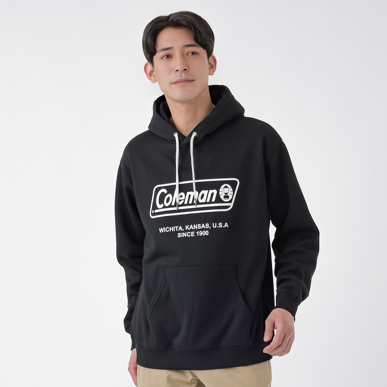 Coleman(コールマン) Coleman ロゴプリント裏起毛パーカー メンズ(クロ-L)