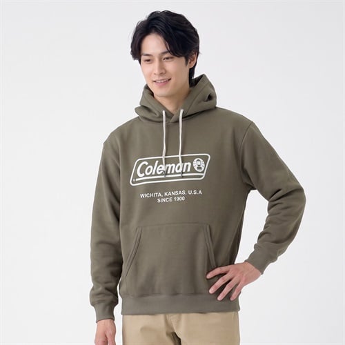 Coleman(コールマン) Coleman ロゴプリント裏起毛パーカー メンズ(ミドリ-L)
