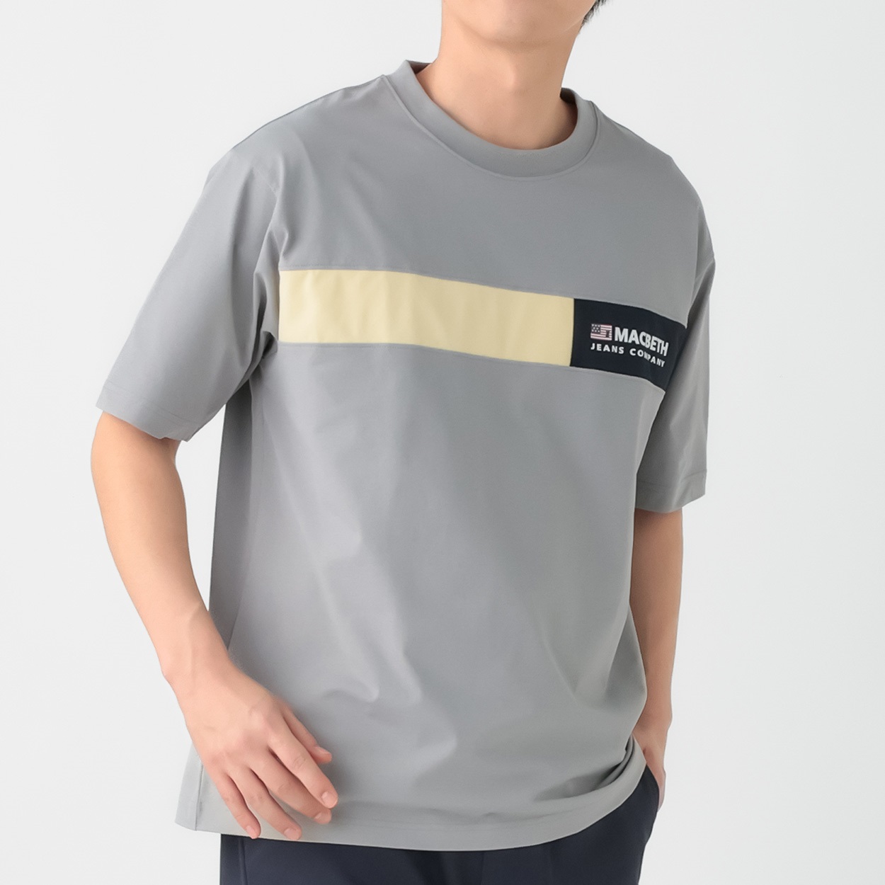 MACBETH(マクベス) 胸切替Tシャツ メンズ(ウスクロ-M)