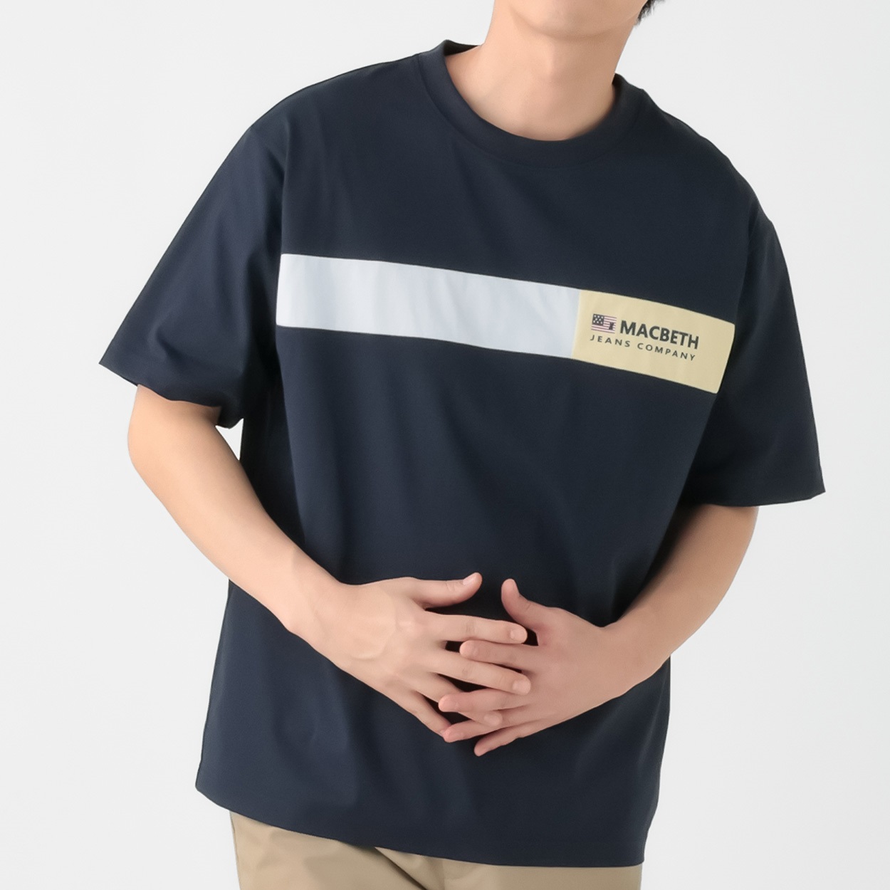 MACBETH(マクベス) 胸切替Tシャツ メンズ(コイアオ-M)