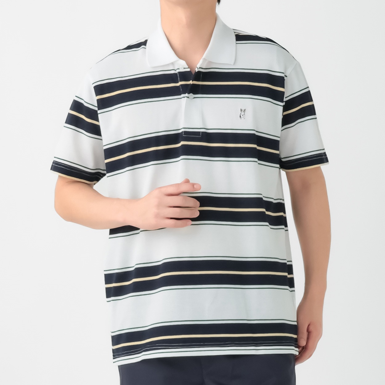 MACBETH(マクベス) 半袖ボーダーポロ メンズ(シロ-XL)