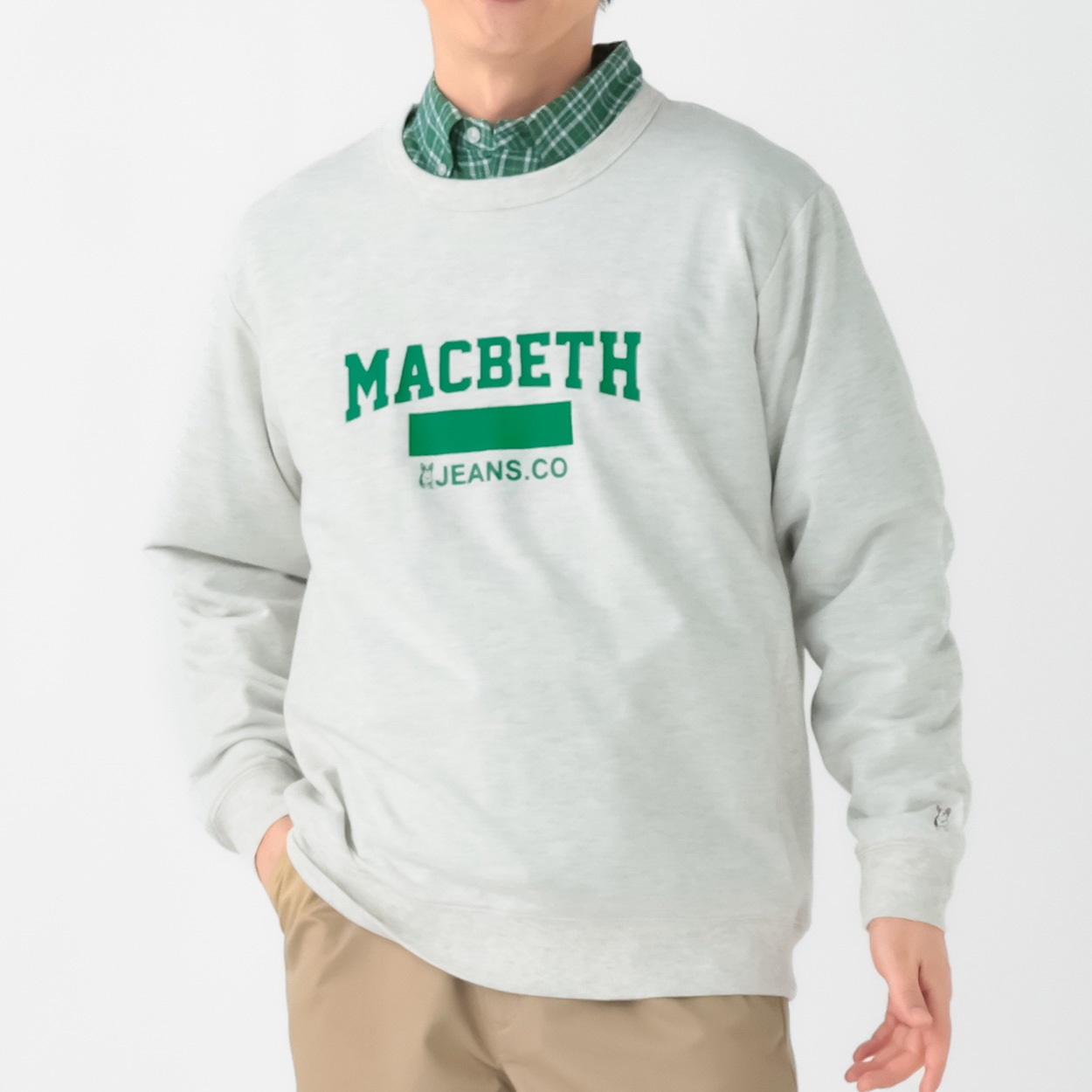 MACBETH(マクベス) ミニ裏毛モチーフトレーナー メンズ(シロ-XL)