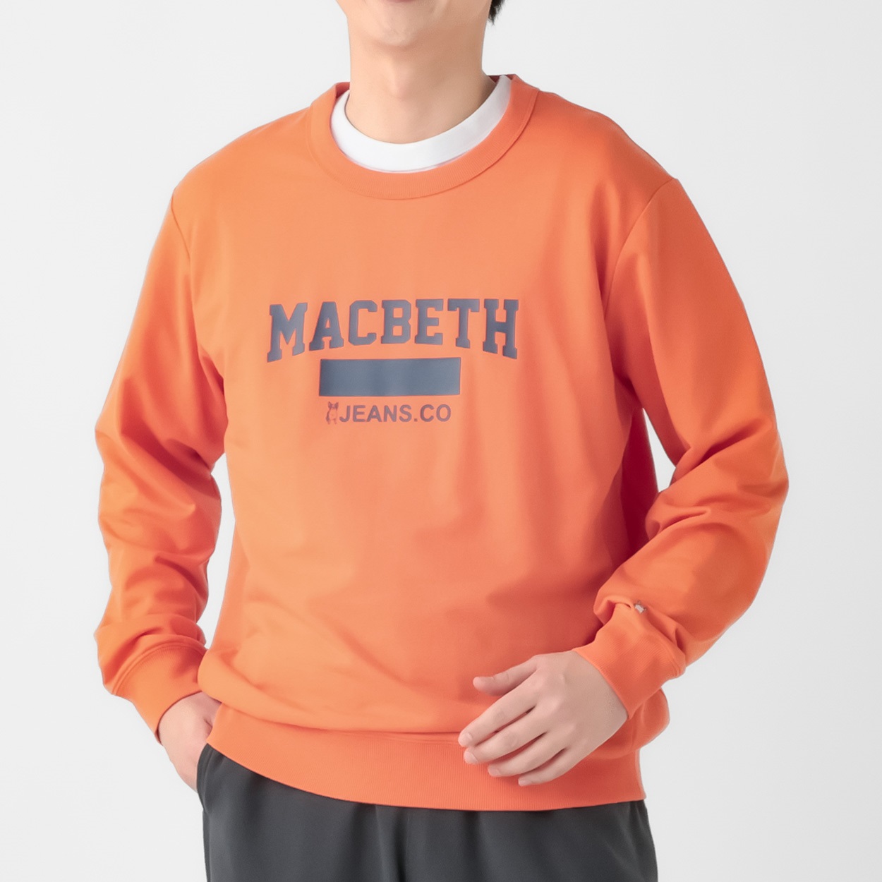 MACBETH(マクベス) ミニ裏毛モチーフトレーナー メンズ(ダイダイ-XL)