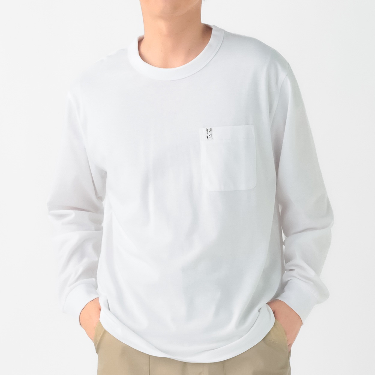 MACBETH(マクベス) ポケット付きロングTシャツ メンズ(シロ-XL)