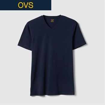 OVS（オヴィエッセ） ジャージーVネックTシャツ 2604286(ネイビーブルー-S)