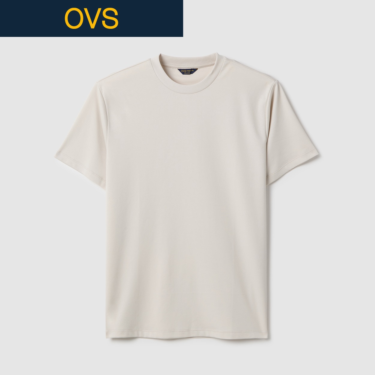 OVS（オヴィエッセ） マーセライズコットンTシャツ 2614681(ライトベージュ-M)