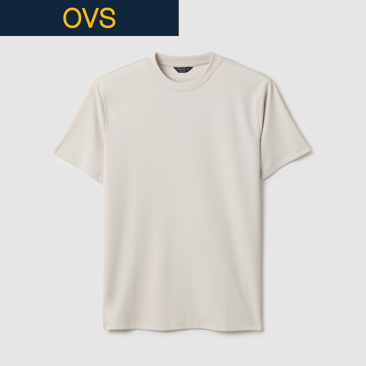 OVS（オヴィエッセ） マーセライズコットンTシャツ 2614681(ライトベージュ-2XL)