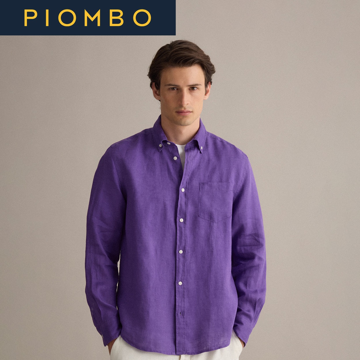 PIOMBO（ピオンボ） リネン長袖シャツ 2650000(ネイビー-S)
