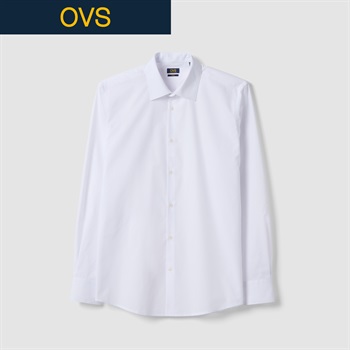 OVS（オヴィエッセ） 綿混スリム長袖シャツ 2658798(オプティックホワイト-S)