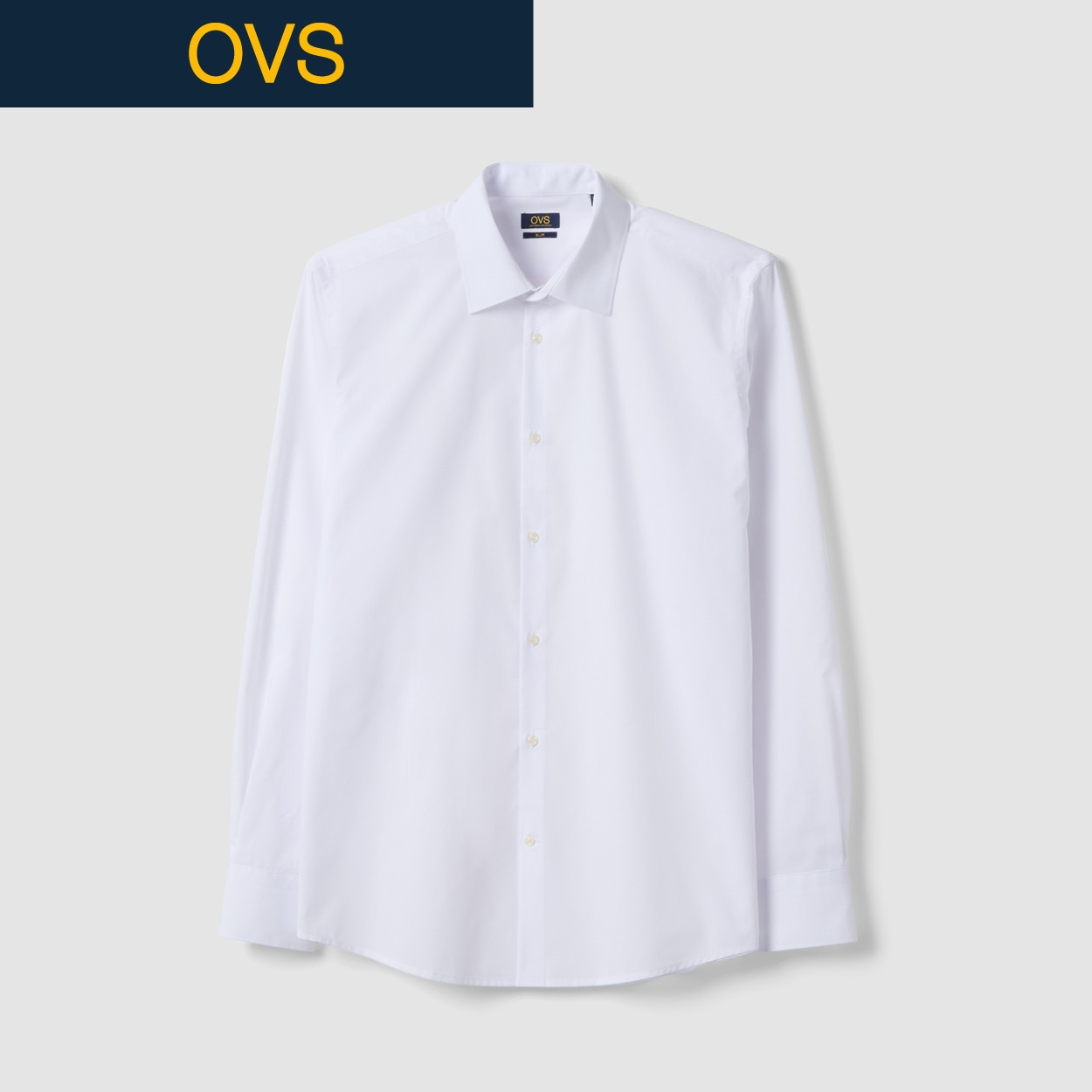 OVS（オヴィエッセ） 綿混スリム長袖シャツ 2658798(オプティックホワイト-XL)